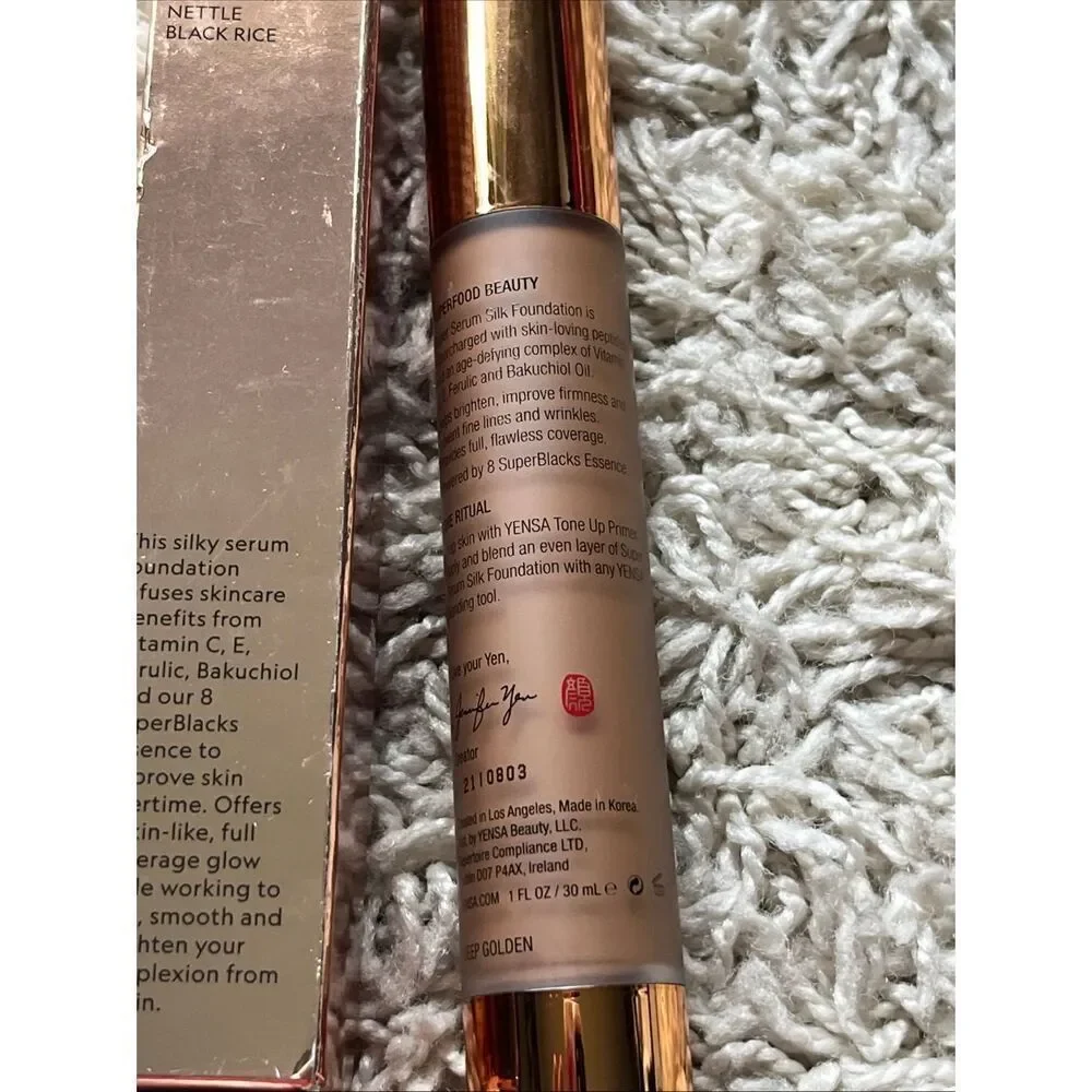 YENSA BEAUTY Super Serum Silk Foundation in Deep Golden 1oz / 30mL Full Size NIB
